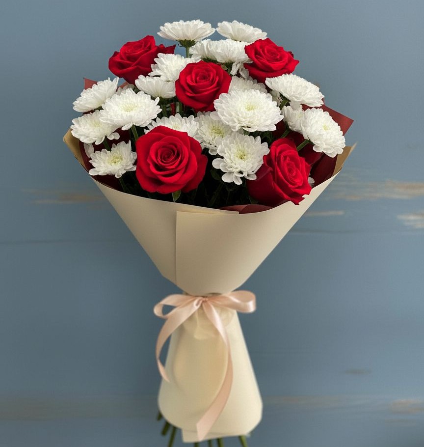 Букет цветов из: Розы и Хризантемы в Супонево Брянская область