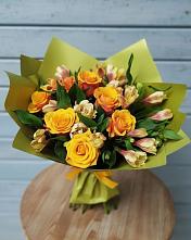 Букет цветов из:  Альстромерии и Розы в Супонево Брянская область