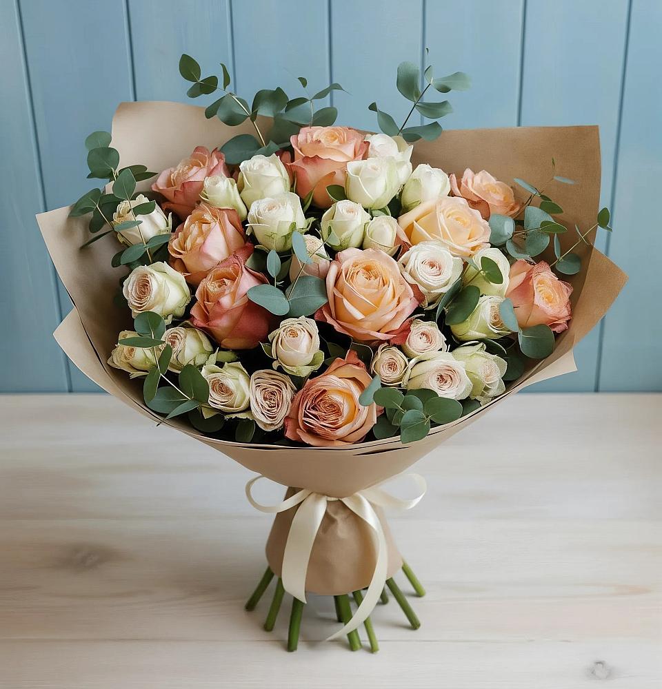 Букет цветов из: Альстромерии и Розы в Супонево Брянская область