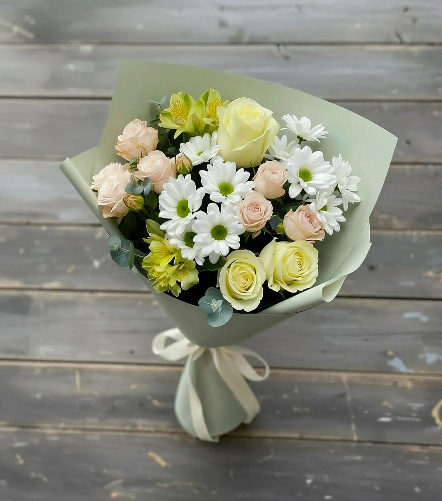 Букет цветов из: Альстромерии, Розы и Хризантемы в Супонево Брянская область