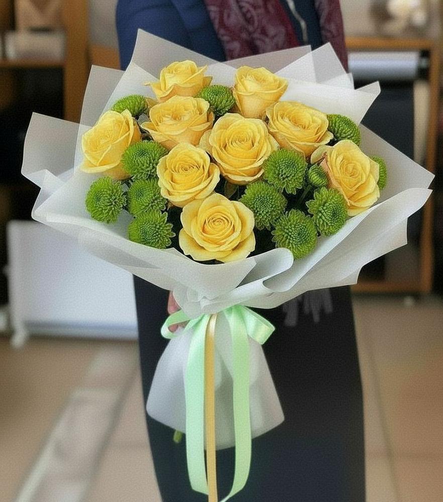 Букет цветов из: Хризантемы и Розы в Супонево Брянская область