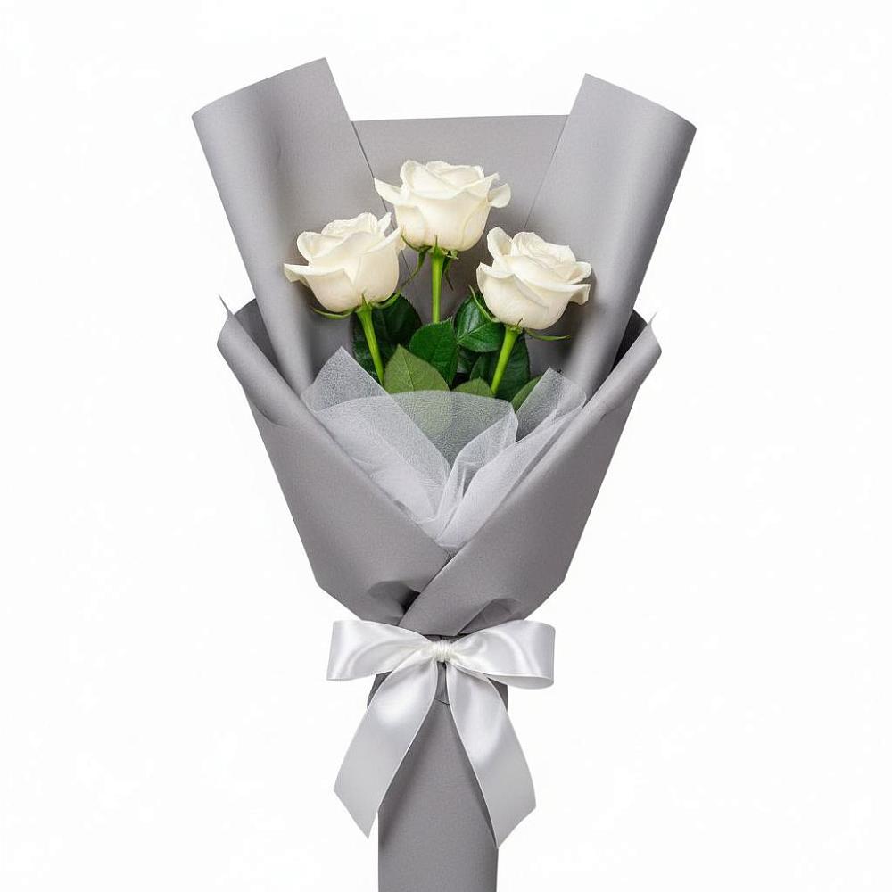 Букет 3 белые розы в Супонево Брянская область