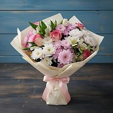 Букет цветов из:  Хризантемы, Альстромерии и Розы в Супонево Брянская область