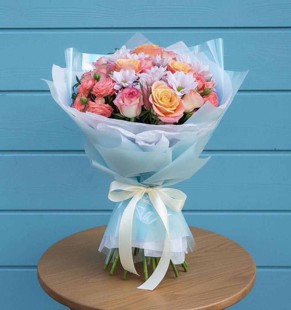 Букет цветов из: Хризантемы и Розы в Супонево Брянская область