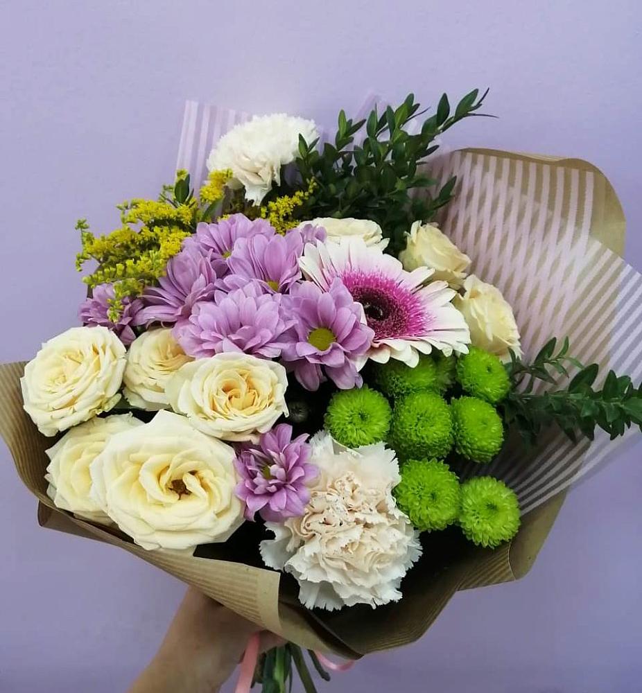 Букет цветов из: Хризантемы, Розы, Гвоздики и Герберы в Супонево Брянская область