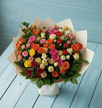 Букет Микс из разноцветных кустовых роз в Супонево Брянская область
