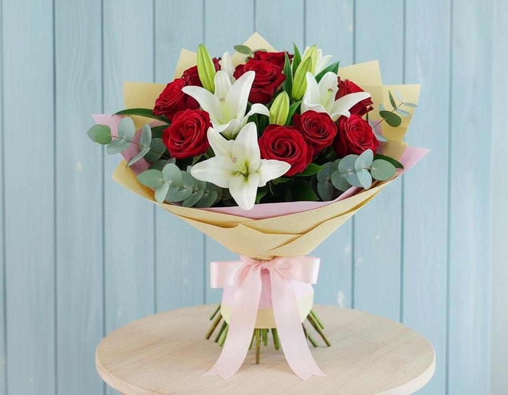 Букет цветов из: Лилии и Розы в Супонево Брянская область